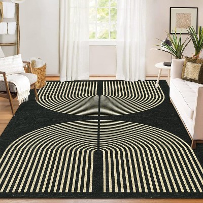 Modern Washable Geometric Rugs, Soft Living Room Rugs, Arched Pattern Area Rugs, Non-Slip Bedroom Rugs, Indoor Floor Rugs