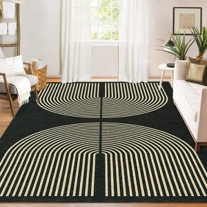 Modern Washable Geometric Rugs, Soft Living Room Rugs, Arched Pattern Area Rugs, Non-Slip Bedroom Rugs, Indoor Floor Rugs - 1 of 4
