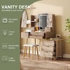 AENKYO 7-Drawer Vanity Desk with 3 Color LED Mirror, Fluted Makeup Table with Metal Legs & Jewelry Storage, Includes PU Stool for Bedroom - 4 of 4