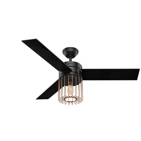 52 Ronan Matte Black Ceiling Fan With Light With Handheld Remote Hunter Fan