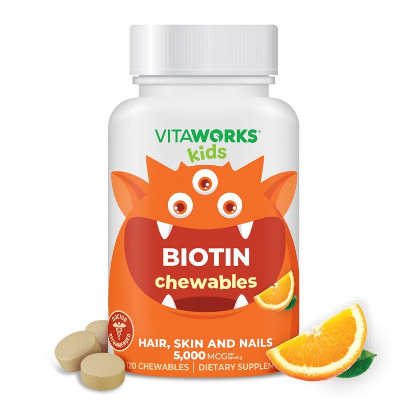 VitaWorks Biotin 5,000mcg - Chewables - 120 ct., 1 of 4
