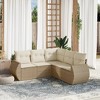 vidaXL Patio Sofa Set with Cushions Outdoor Conversation Furniture Poly Rattan - Beige and Cream Without Table - 2 of 4