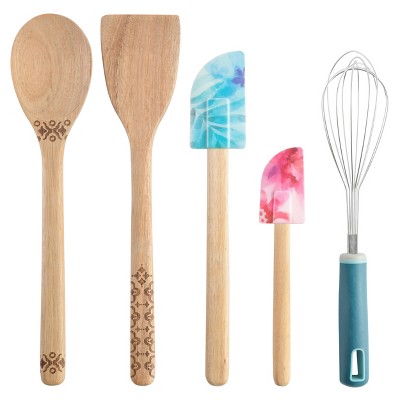 Spice by Tia Mowry Savory Saffron 12 Piece Wood and Nylon Kitchen Tool Set with Ceramic Crock — фото 5