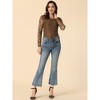 Allegra K Women's Slim Fit Sheer-Long-Sleeves Flower Embroidery Lace Top - 2 of 4