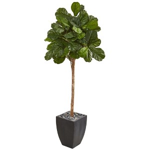 Nearly Natural 71-in Fiddle Leaf Fig Artificial Tree in Black Planter - 1 of 1