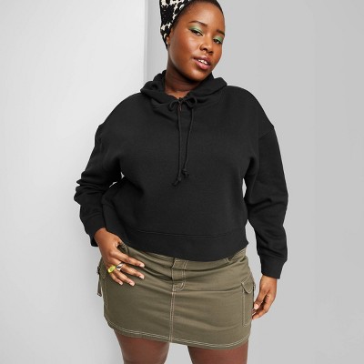 Black hooded crop discount top