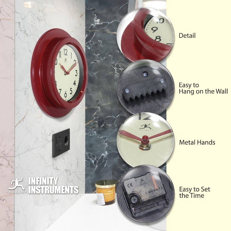 9.75" Retro Escape Wall Clock - Infinity Instruments, 4 of 7