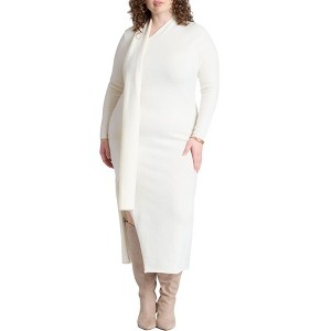 ELOQUII Women's Plus Size Scarf Sweater Dress - 1 of 3