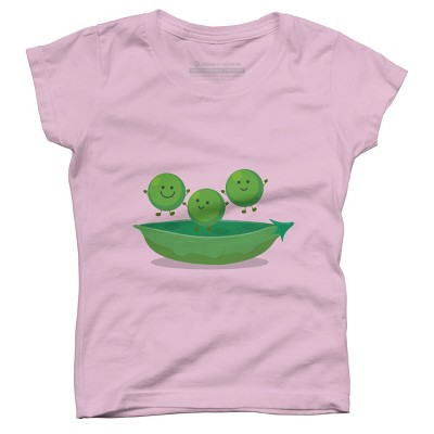 Girl's Design By Humans Cute jumping peas in pod cartoon illustration By thefrogfactory T-Shirt