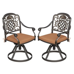Swivel Patio Chairs Set of 2, Aluminum Outdoor Dining Chairs with Removable Cushions, Metal Frame, Garden or Indoor Use - 1 of 4