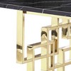HomeRoots 79" Black and Gold Marble and Metal Double Pedestal Base Dining Table - 4 of 4