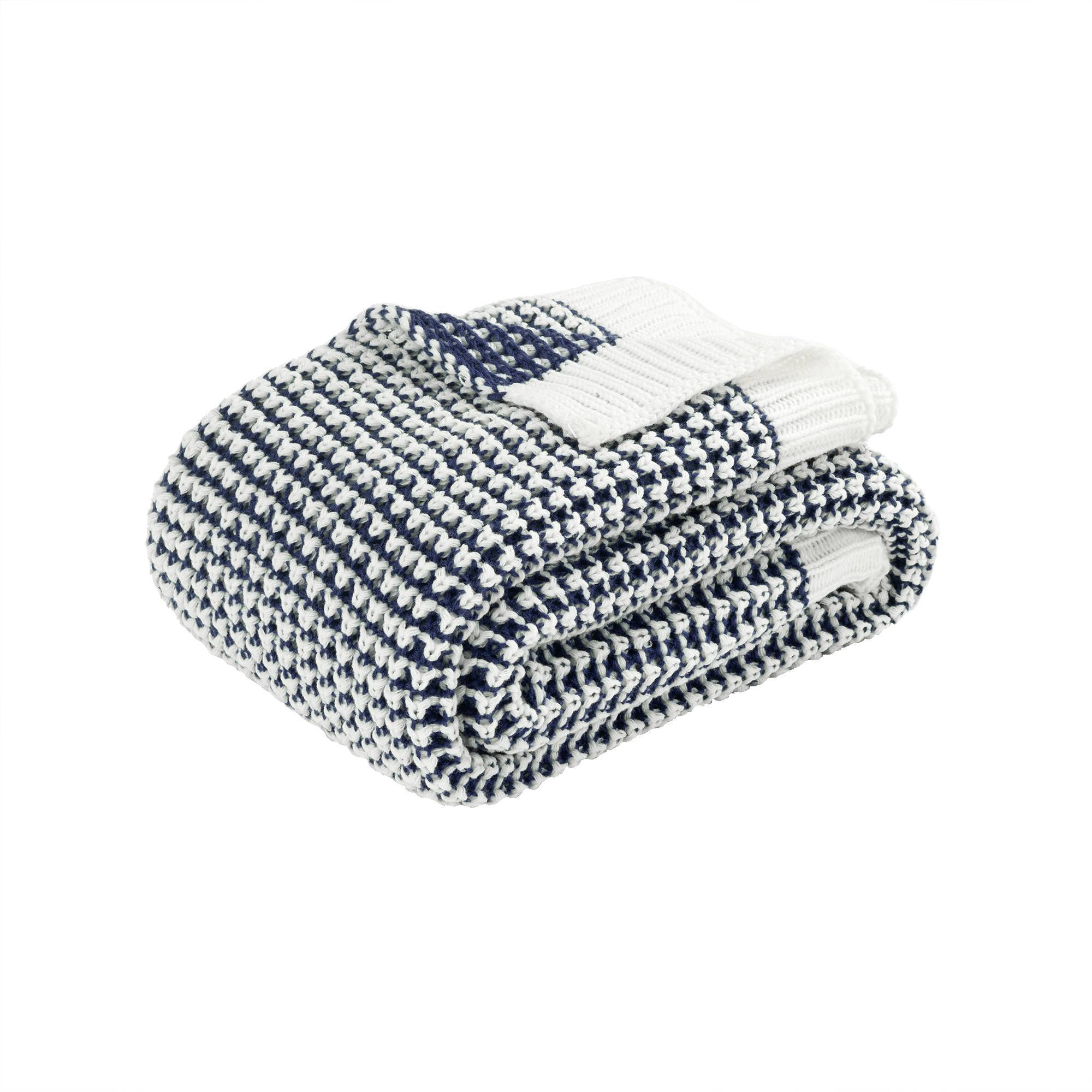 50"x60" Chic and Soft Knitted Throw Blanket Navy - Lush Décor