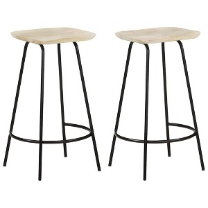 vidaXL Bar Stools 2 pcs Solid Mango Wood - 1 of 4