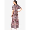 Roaman's Women's Plus Size Petite Wrap Maxi Crinkle Dress - 3 of 4