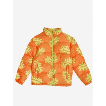 Nickelodeon Repeat Logo Long Sleeve Orange Quilted Puffer Jacket