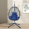 VisioGear Egg Chairs, Patio Egg Chair with Stand, Patio Hanging Egg Chair for Bedroom Living Room Balcony, Navy Blue, 37.4"*37.4"*77" - 3 of 4