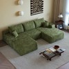 107 Inch Plush Corduroy Fabric Camel Cloud Sectional Sofa with 1 Ottoman Comfort U Shaped Sofa for Living Room - 4 of 4