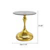 Vynxaria Modern Round Side Table, Cocktail Table, Tempered Glass Top, Gold Finish - 3 of 4