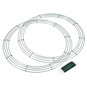 Unique Bargains Metal Wire Wreath Frame with Roll Flexible Paddle Wire for Christmas Floral Arrangements - 1 of 4