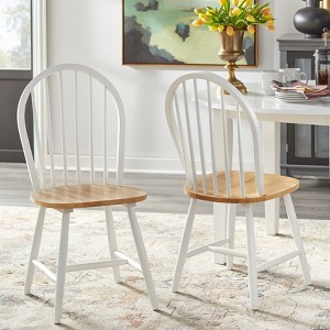 Buylateral Set of 2 Farmhouse Solid Wood Spindle Windsor Dining Chairs - 1 of 4