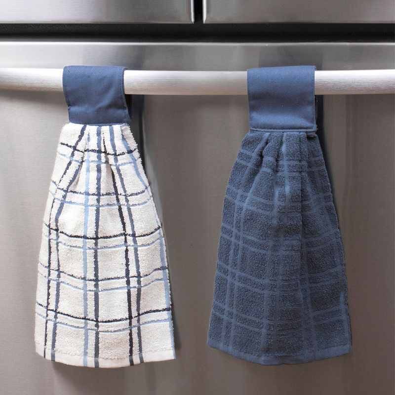 John Ritzenthaler Co. Solid and Multi Check Kitchen Tie Towel, Set of Two, 5 of 6