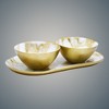 Classic Touch White and Gold Marbleized 2 Bowl Relish Dish - 3 of 3