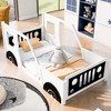CAVINAS Twin/Full Size Platform Bed with Wheels and Guardrails,Car-Shaped Bed Frame,Box Spring Not Required,Assembly Required,Blue/White - 2 of 4