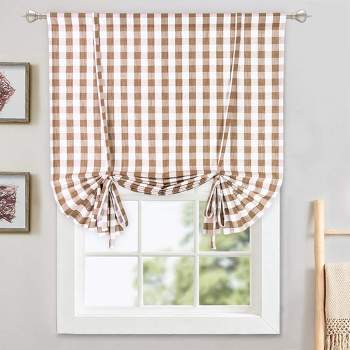 Whizmax Buffalo Plaid Gingham Pattern Rod Pocket Half Window Curtains for Kitchen Bathroom Window