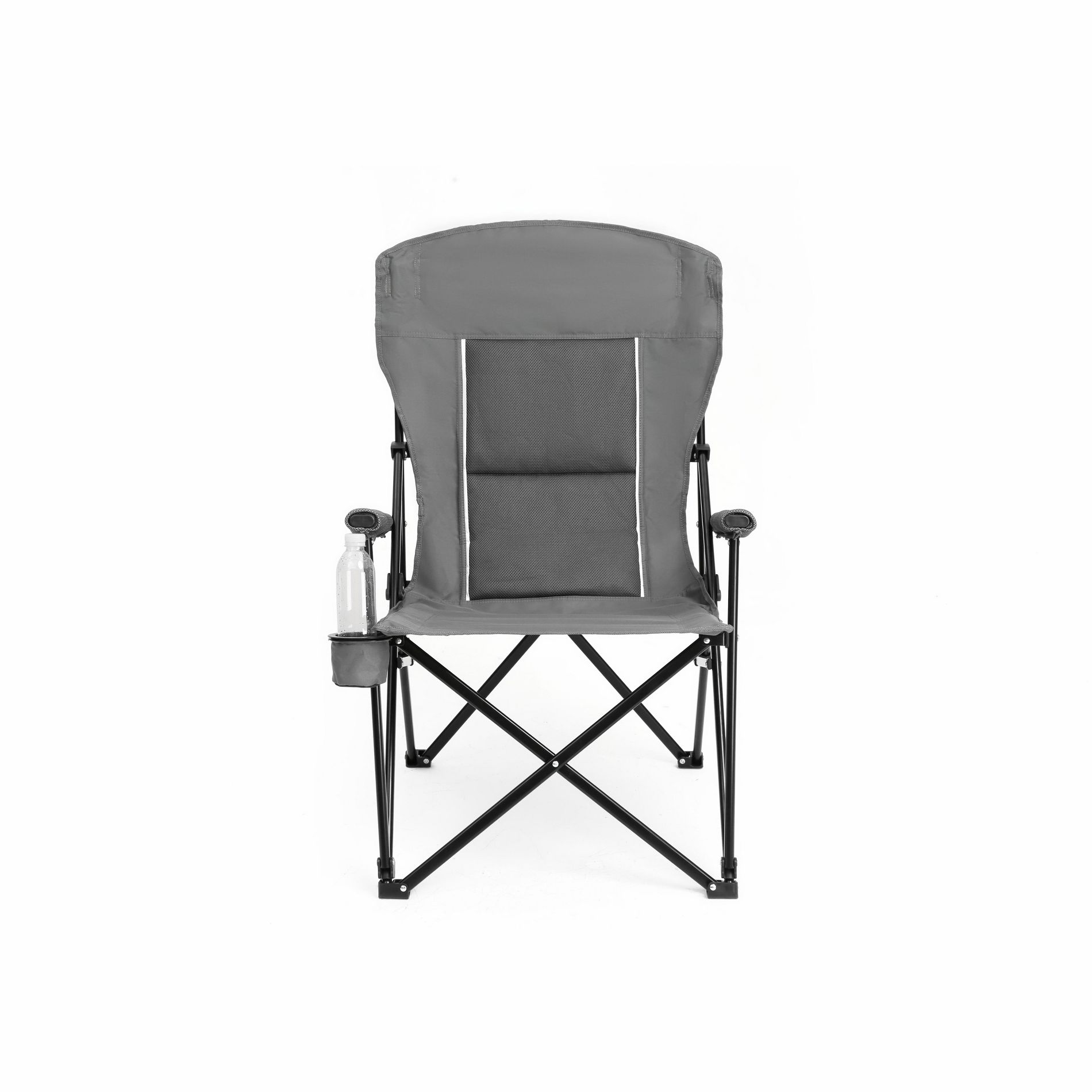 Anybear High Back Lawn Chair, Support 250LBS, Portable Collapsible Chair with Cup Holder, Gray