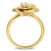 EVERLY JEWELRY | Yellow Plated Sterling Silver 1/4 CT TGW Created White Sapphire Rose Ring - 3 of 4