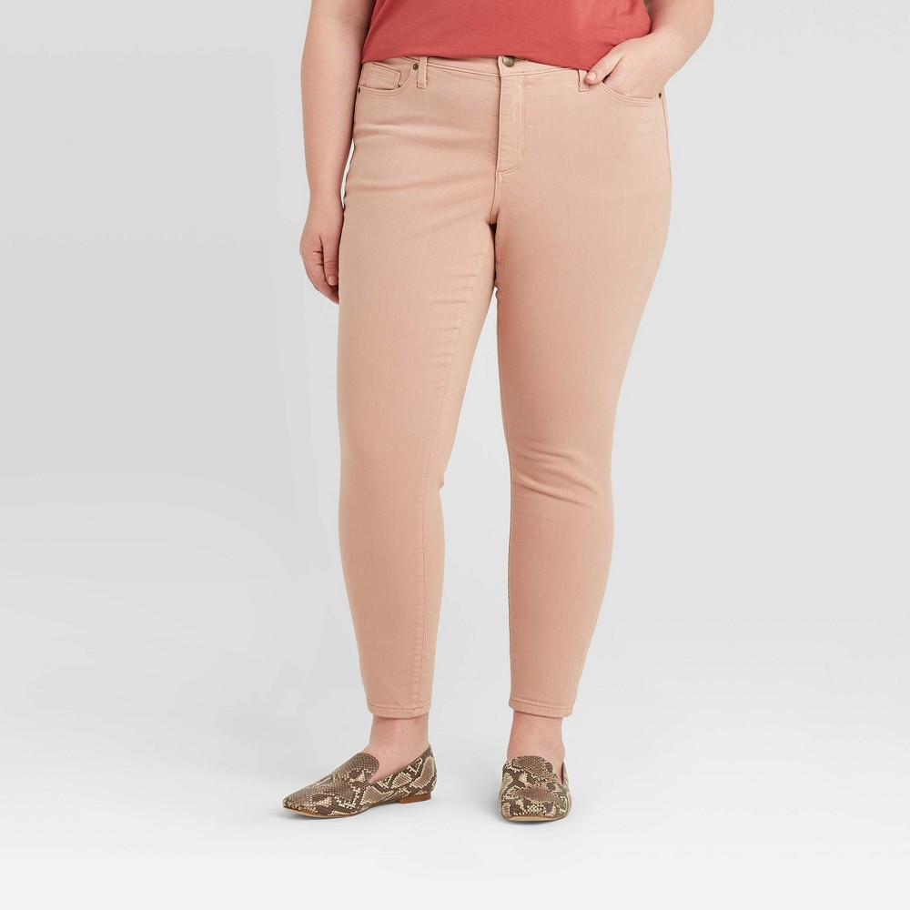 Women's Plus Size Mid-Rise Skinny Jeans - Ava & Viv Pink 22W was $27.99 now $19.59 (30.0% off)