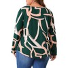Agnes Orinda Women's Plus Size Printed V Neck Long Sleeve Business Casual Blouses - 4 of 4