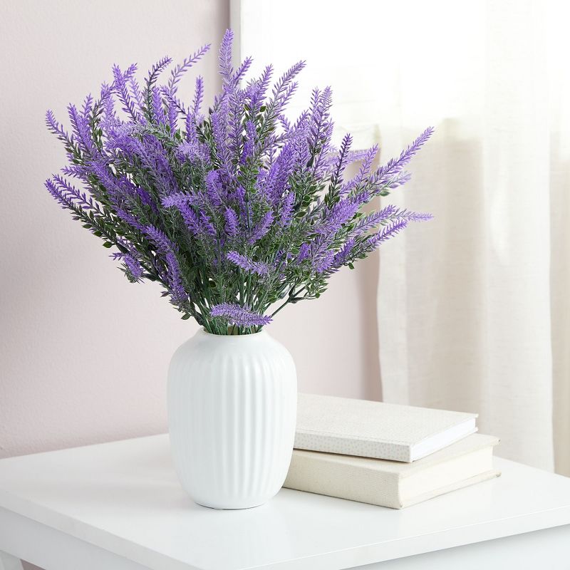 Juvale 12 Bundles Artificial Lavender Flowers For Bouquets, Fake Wild Stems For Wedding, Faux Table Centerpieces (14x2x3 In)... 