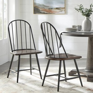 Set of 2 Milo Windsor Metal with Wood Seat Dining Chairs - Buylateral - 1 of 4