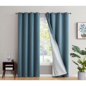 HLC.ME Dakota 100% Blackout Thick Thermal Insulated Energy Efficient Heat Blocking Curtains Grommet Panels, Set of 2 - 1 of 4