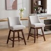 CAVINAS 26" H Counter Height Swivel Barstools Set of 2, Upholstered Swivel Dining Chairs with Curved Backrest and Solid Rubber Wood Legs - 2 of 4
