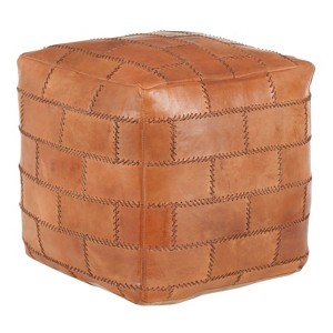 Cobbler Industrial Pouf in Brown Leather by LumiSource - 1 of 1