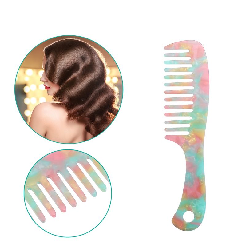 Unique Bargains Anti-Static Hair Detangling Comb Wide Tooth for Thick Curly Hair Comb For Wet and Dry Multicolor 1 Pcs, 2 of 7