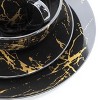 Elama Fine Marble 16 Piece Porcelain Dinnerware Set in Black with Gold Veins - 2 of 4