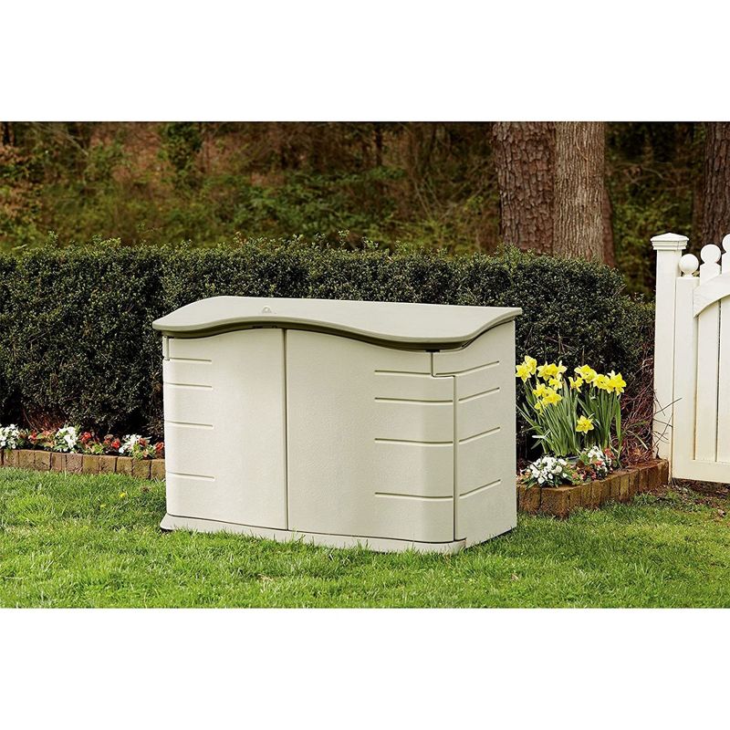 Rubbermaid Plastic Double Walled Horizontal Outdoor Storage Shed, Sand/Brown, 6 of 8