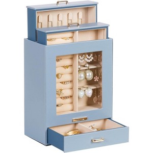 White and Gold Jewelry Box Organizer, Storage Case for Necklaces, Rings, Earrings, Bracelets, Christmas Gift for Women & Girls - 1 of 4