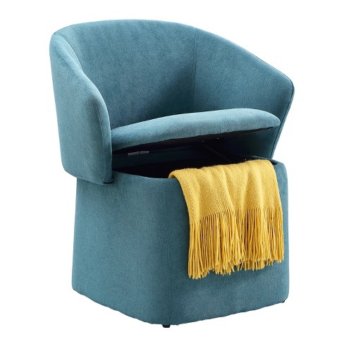 Mhf Flip Back Vanity Stool Upholstered Chair With Adjustable Back Ottoman With Storage Peacock Target