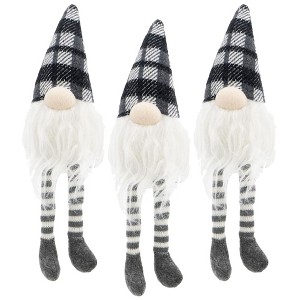 Whisen 3pcs Fabric Sitting Gnome, Christmas Table Home Ornaments for Holiday Party Gifts - White & Gray - 1 of 4