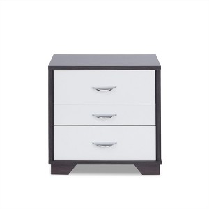 Gulches 19 Inch High Nightstand, Black Frame and White Toned Drawer Finish, 3 Drawers - 1 of 4