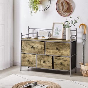 VECELO Dresser with 5 Fabric Drawers, Storage Organizer Unit for Bedroom or Living Room, TV Stand with Storage, Gray - 1 of 4