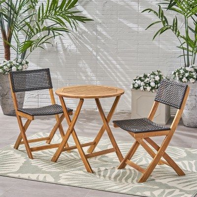 VYNXARIA Bistro set, 2 Chairs and 1 Table,Brown