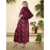 LA LEELA Women's House Daily Routine Evening Wear Holiday Casual Loungewear Loose Slit Dress Caftan Maxi House Sleep Shirt for Women 2X-3X Pink, Leaf - 3 of 4