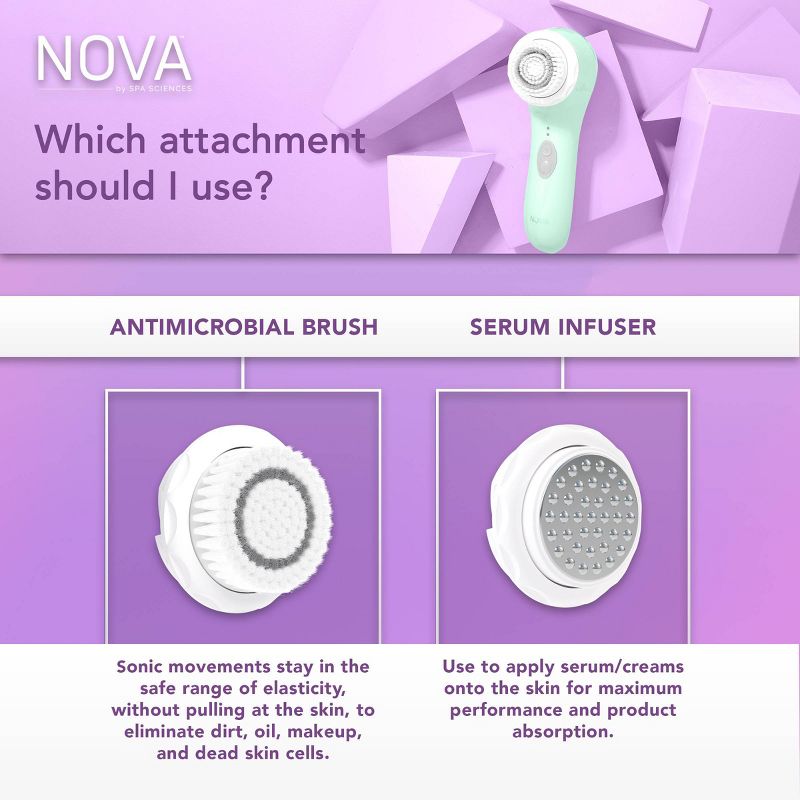 Spa Sciences NOVA Sonic Facial Brush with Antimicrobial Brush Bristles, 5 of 15