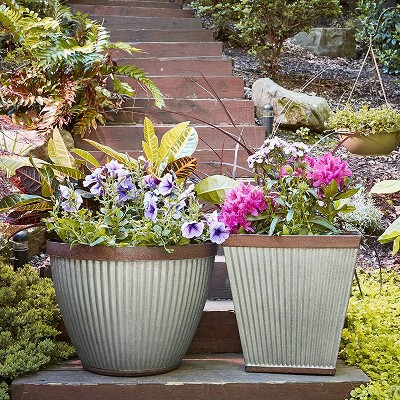 Westlake 20.5" Rustic Brown Resin Outdoor Planter