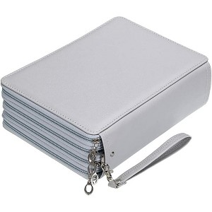 Fmeida 200 Slots Colored Pencil Organizer - Deluxe PU Leather Pencil Case Holder with Removal Handle Strap Pencil Box Large Black - 1 of 4